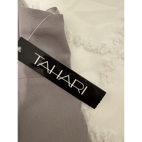 Tahari Grey Sleeveless Dress Sz 4 Fringe Short Neutral Classic Simple Workwear - Picture 9 of 14